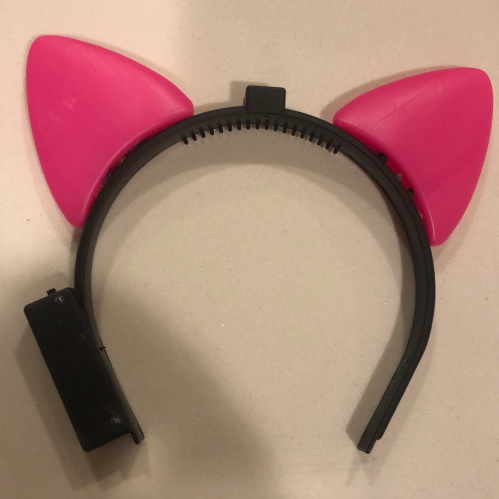 Pink and Black Light Up Glow Cat Ear Head Band